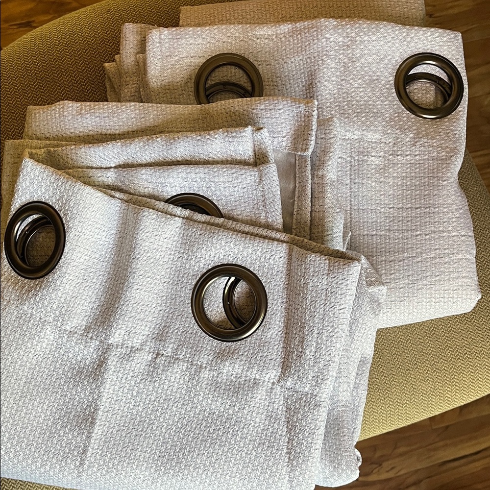 NEW The Big One SILVERY GRAY textured Window Grommet Curtains Drapes Blackout